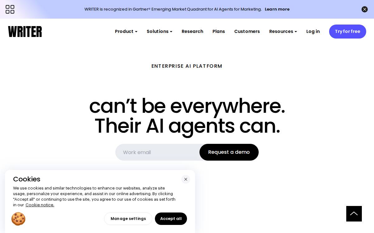 Writer AI website preview