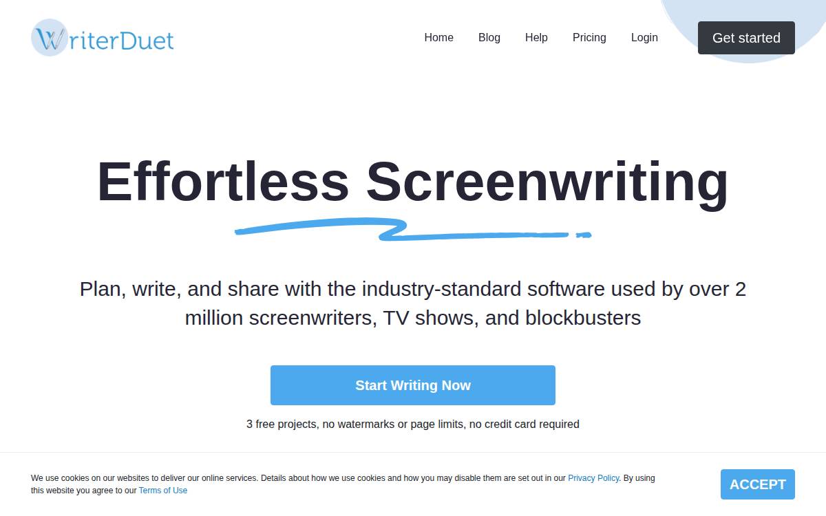 WriterDuet website preview