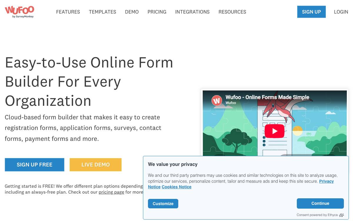 Wufoo website preview