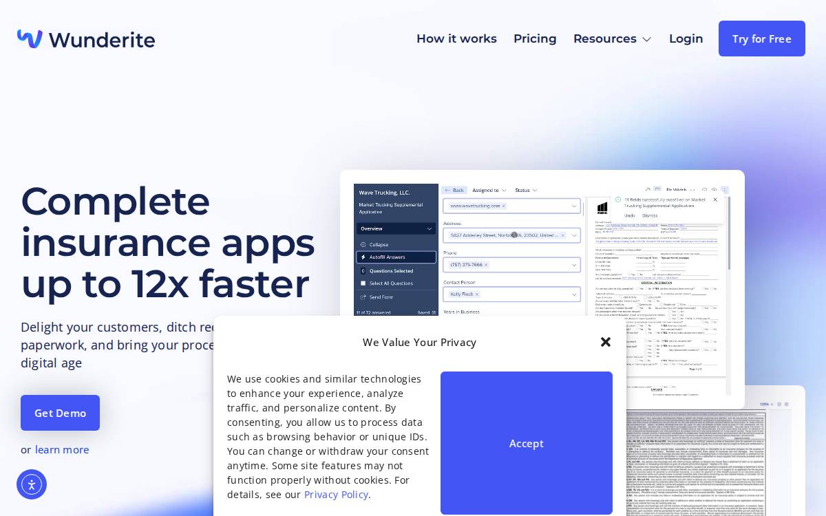 Wunderite website preview