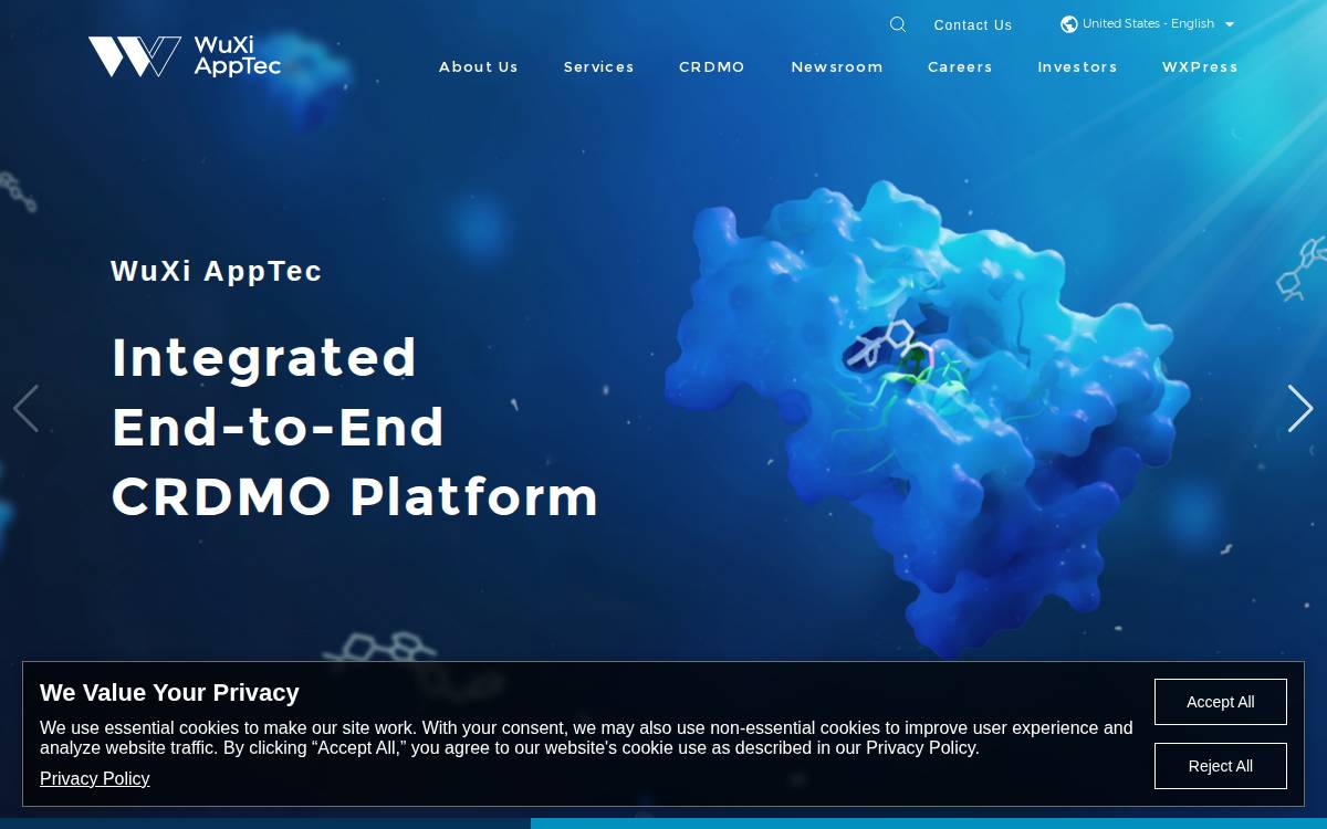 WuXi PharmaTech website preview