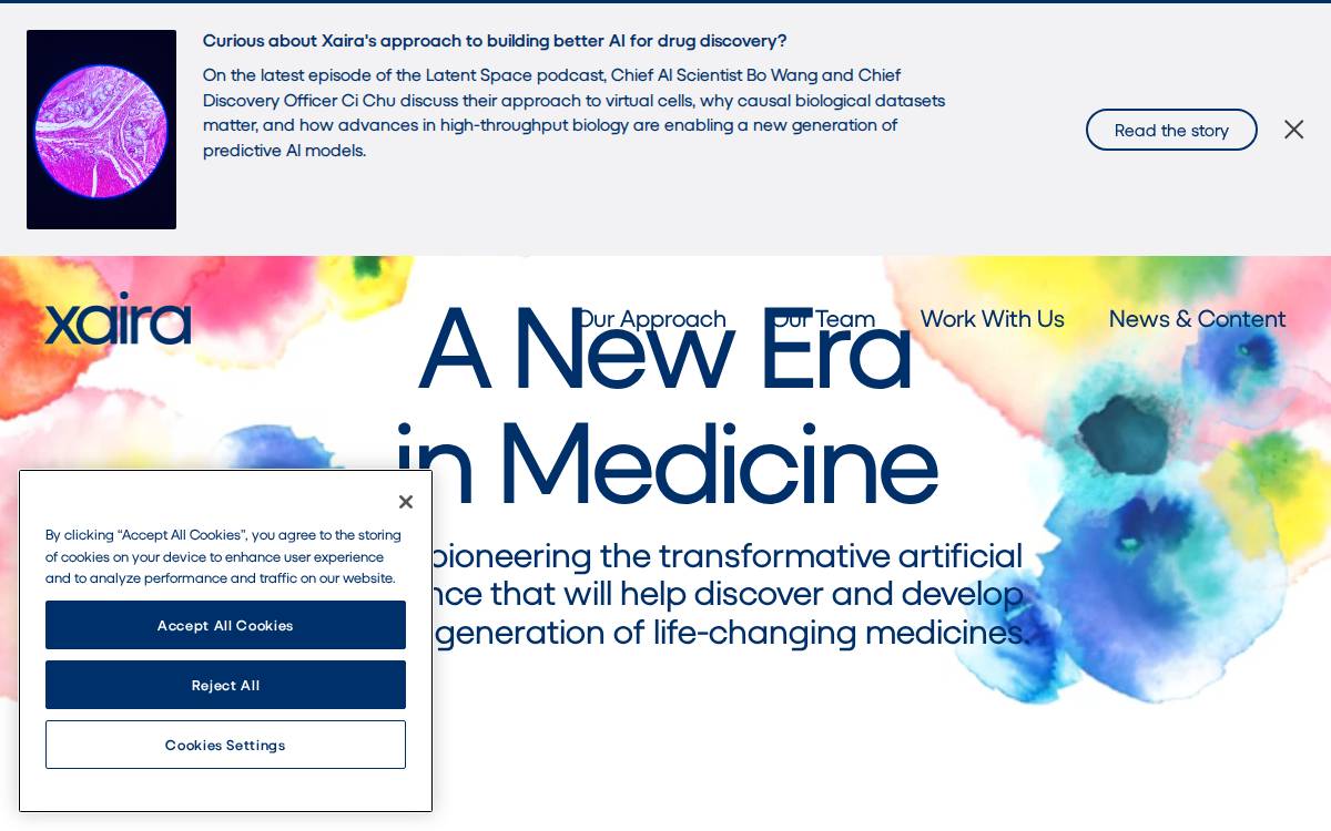 Xaira Therapeutics website preview