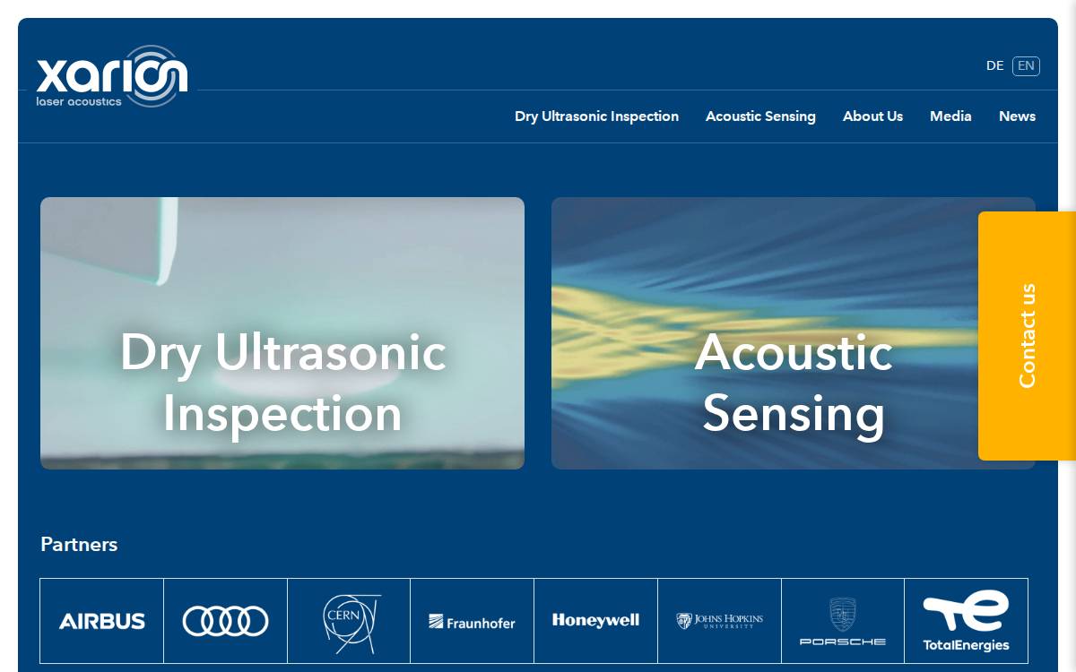 Xarion Laser Acoustics website preview