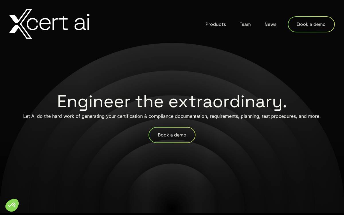 Xcert website preview