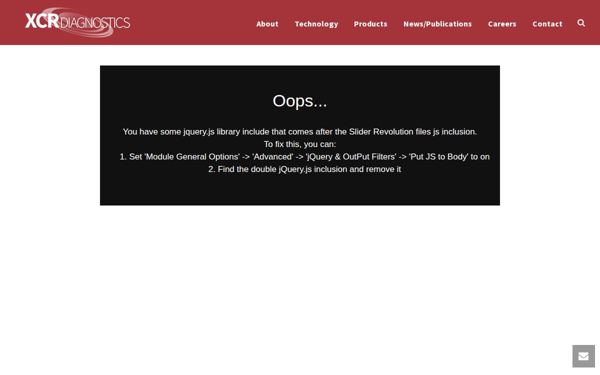 XCR Diagnostics website preview