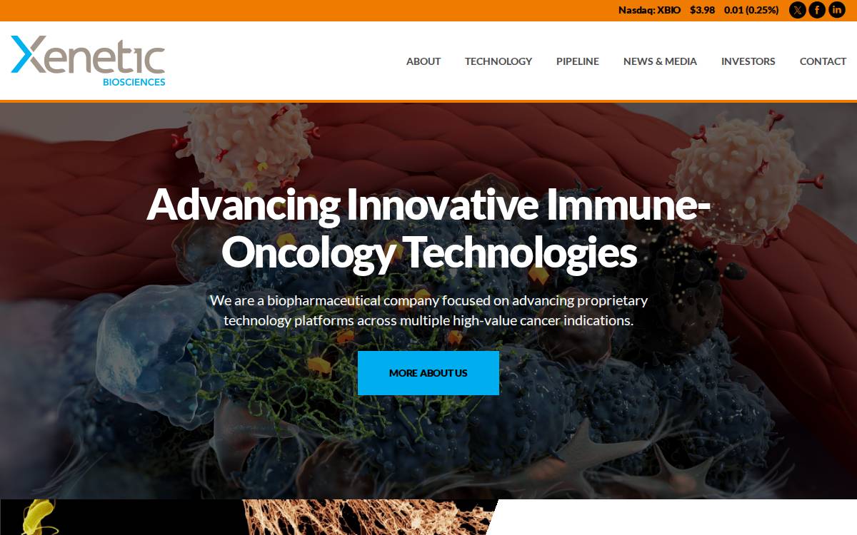 Xenetic Biosciences website preview