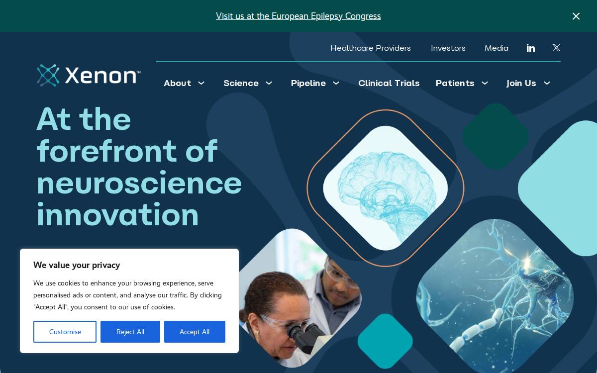 Xenon Pharma website preview