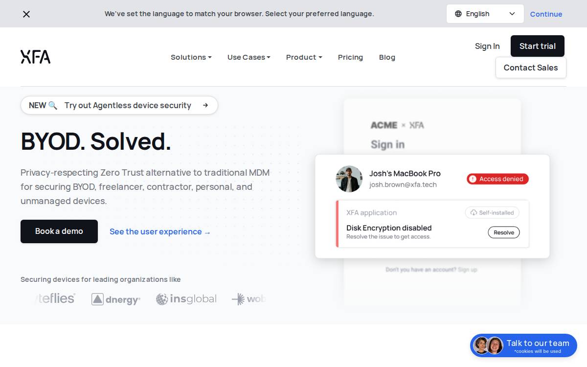 XFA website preview