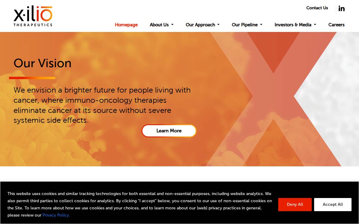 Xilio Therapeutics website preview