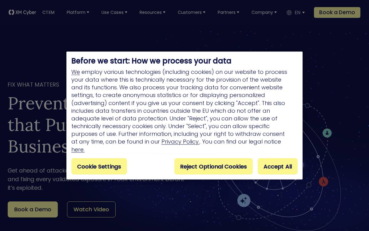 XM Cyber website preview