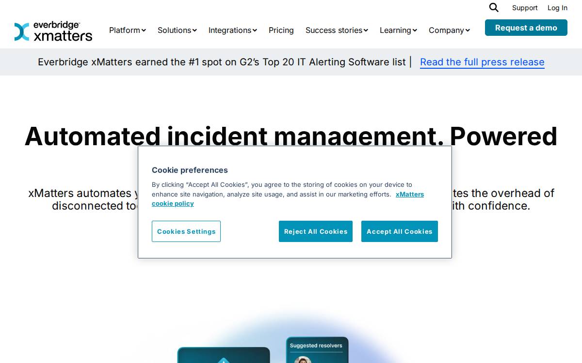xMatters website preview