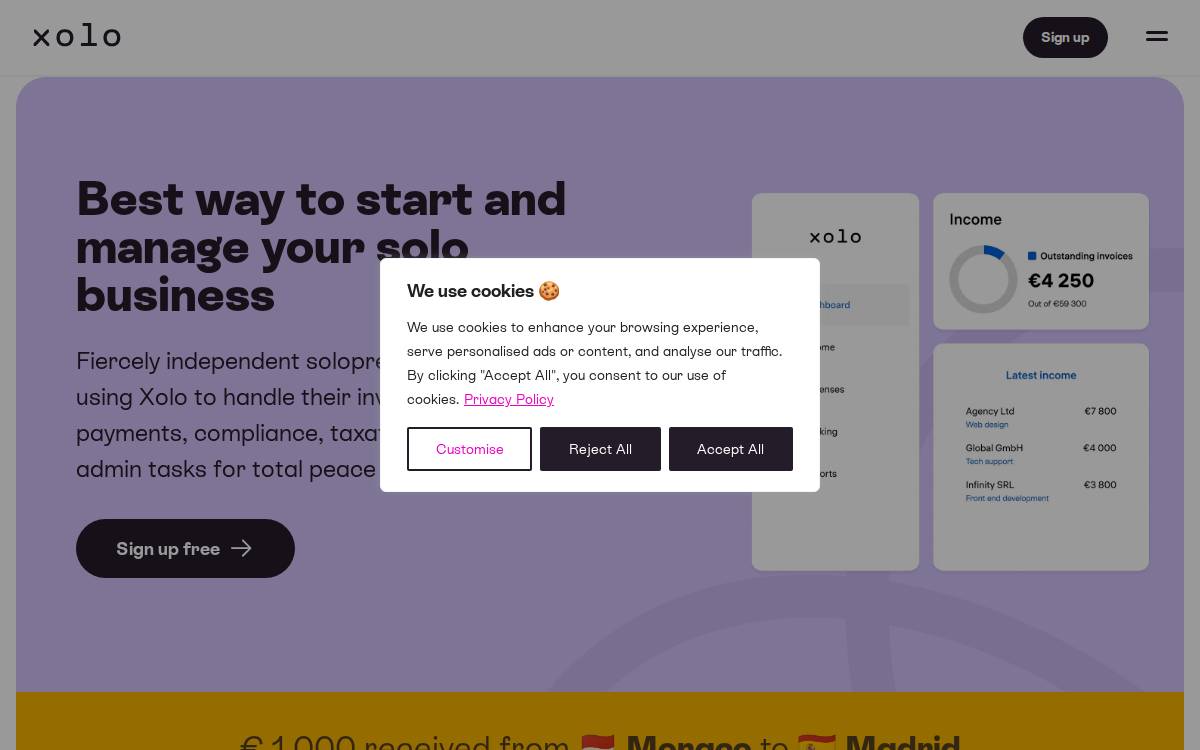 Xolo website preview