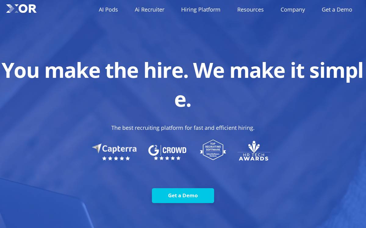 XOR Modern recruiting platform website preview