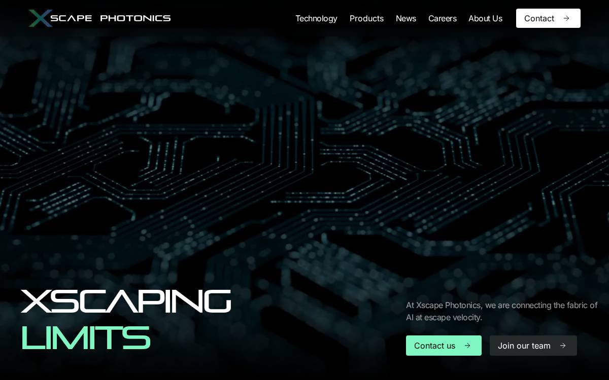 Xscape Photonics website preview
