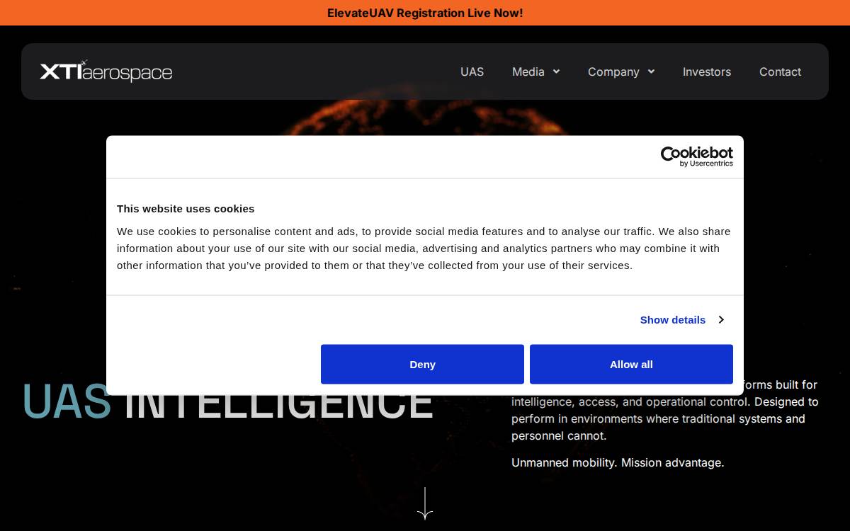 XTI Aerospace website preview