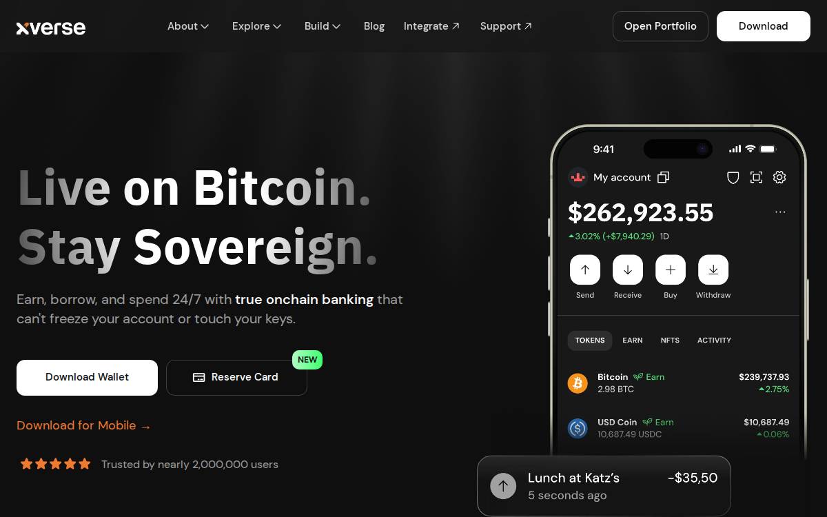 Xverse website preview