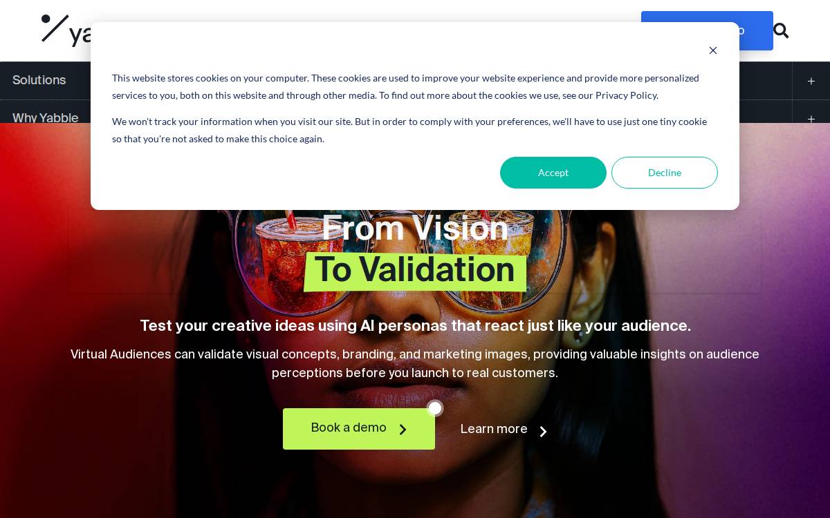 Yabble website preview
