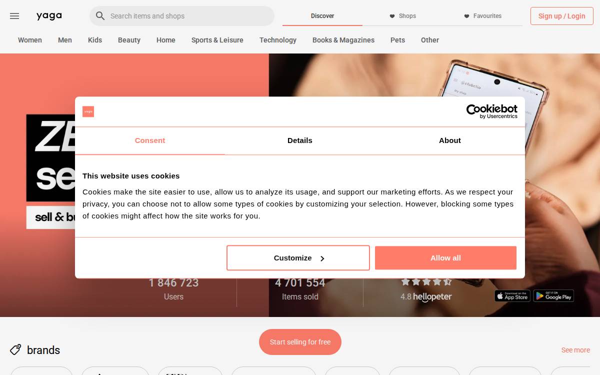 Yaga website preview