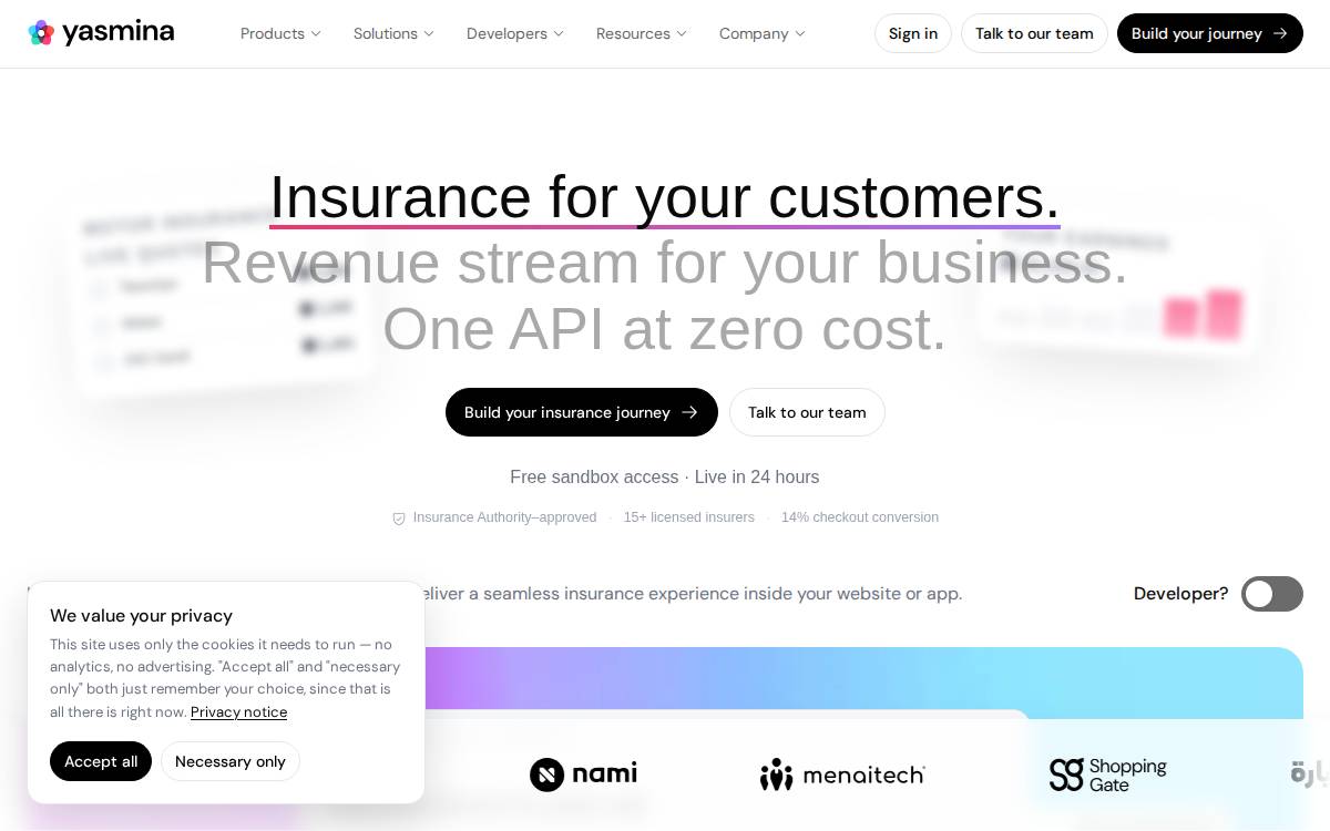 Yasmina AI - Insurance website preview
