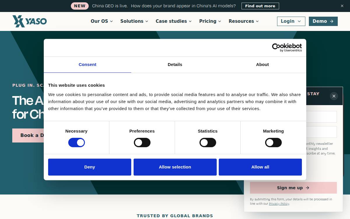 Yaso website preview