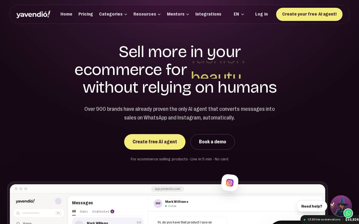 Yavendio website preview