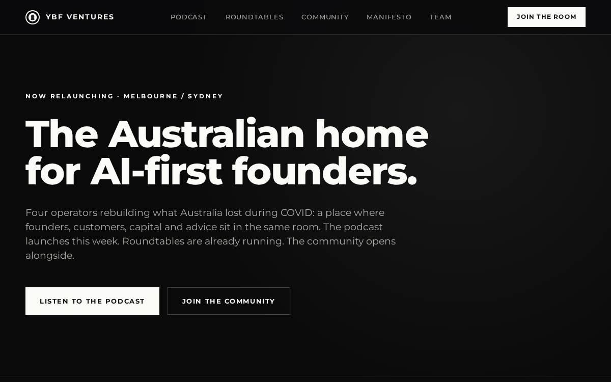 Ybfventures website preview