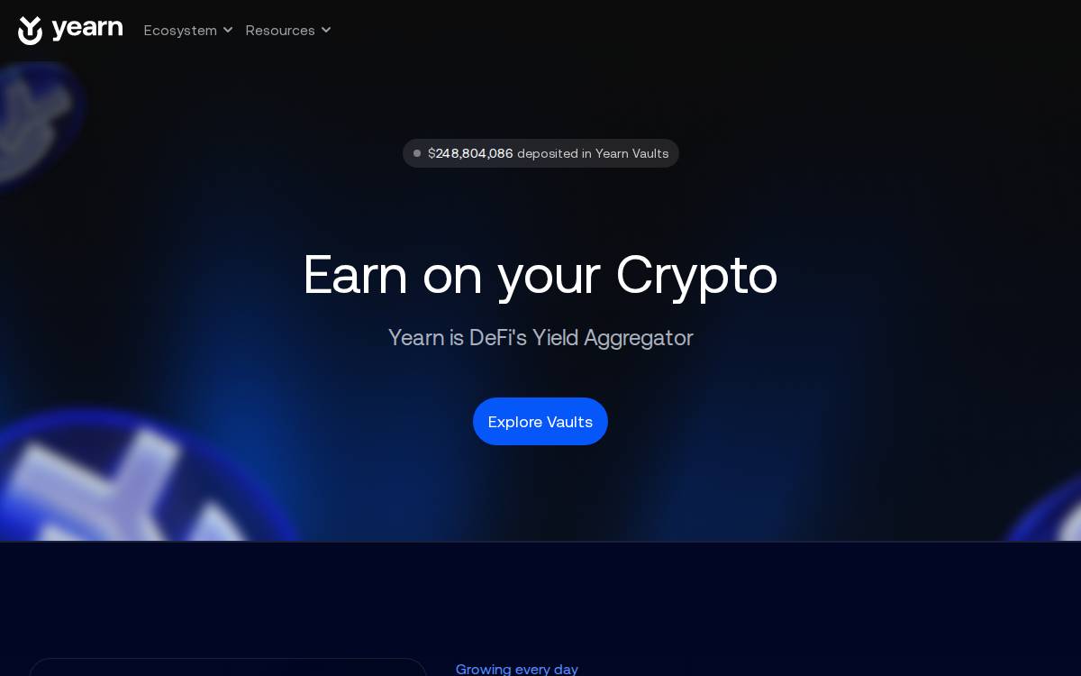 Yearn Finance website preview