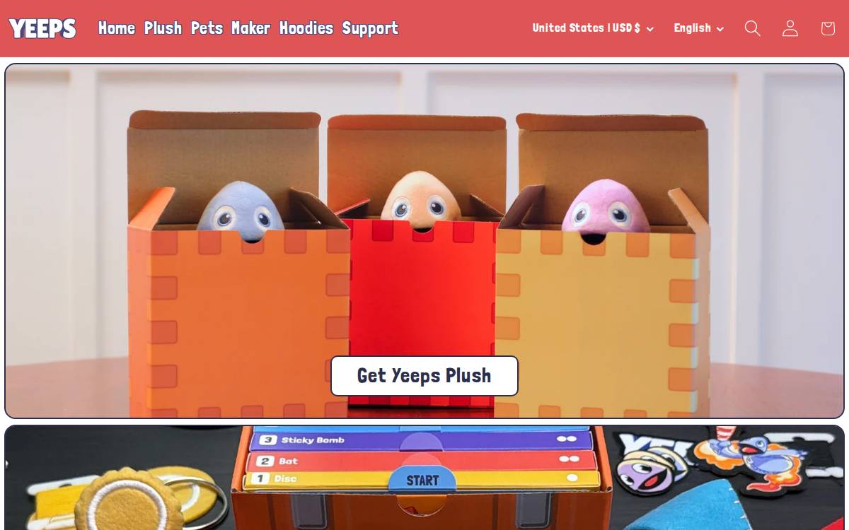 Yeeps website preview