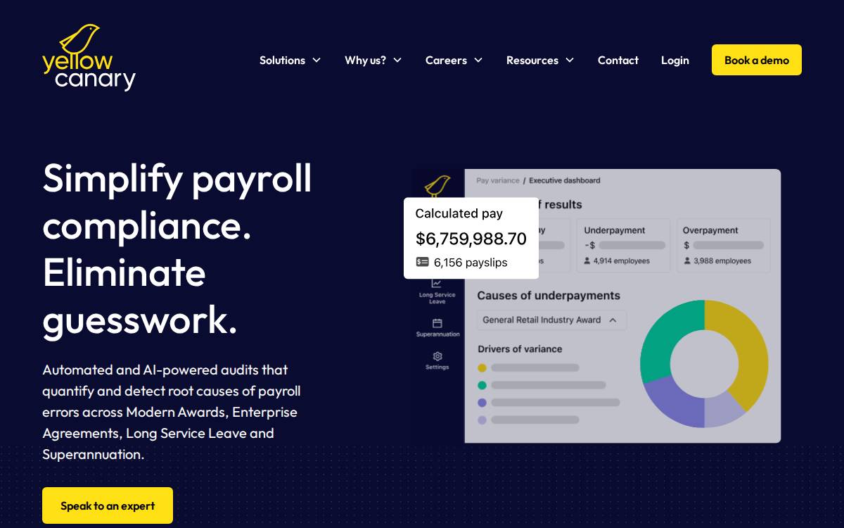 Yellow Canary website preview