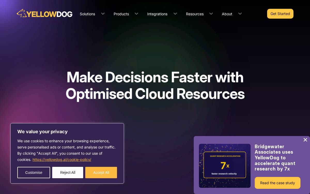 YellowDog website preview
