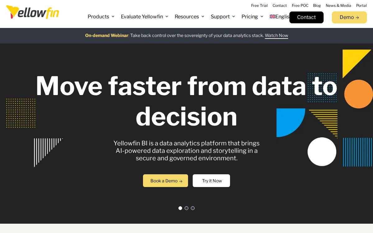 Yellowfinbi website preview