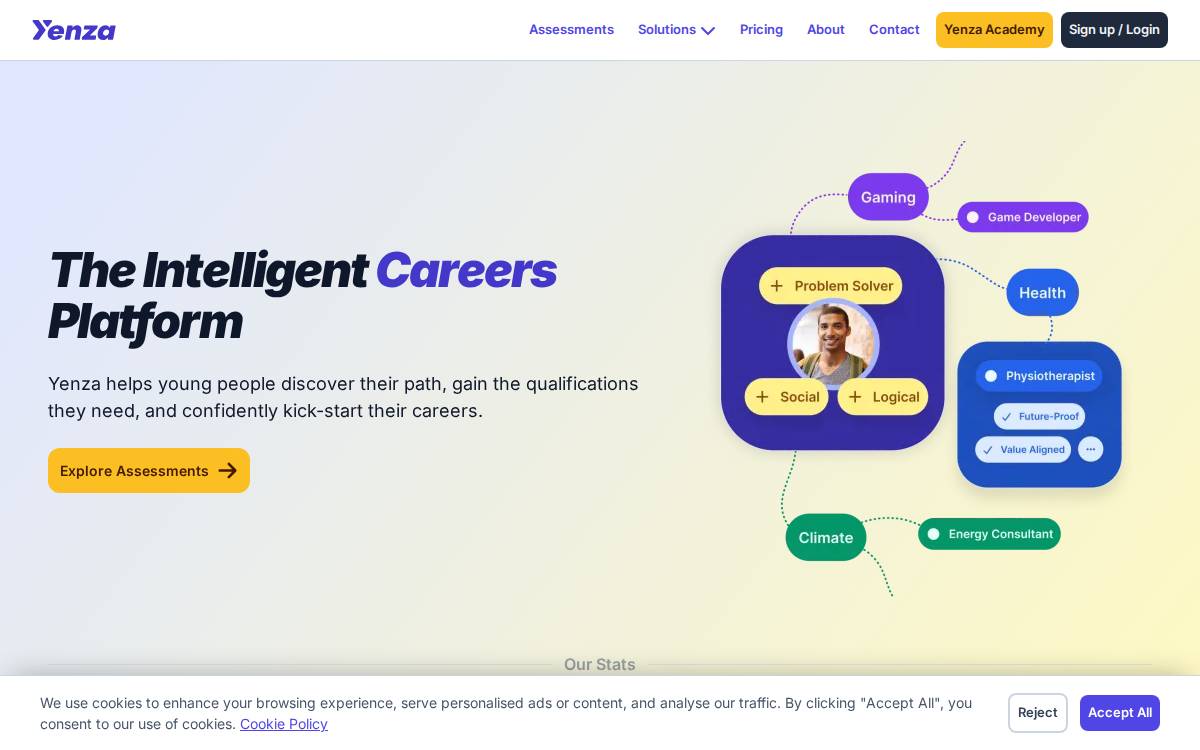 Yenzacareers website preview