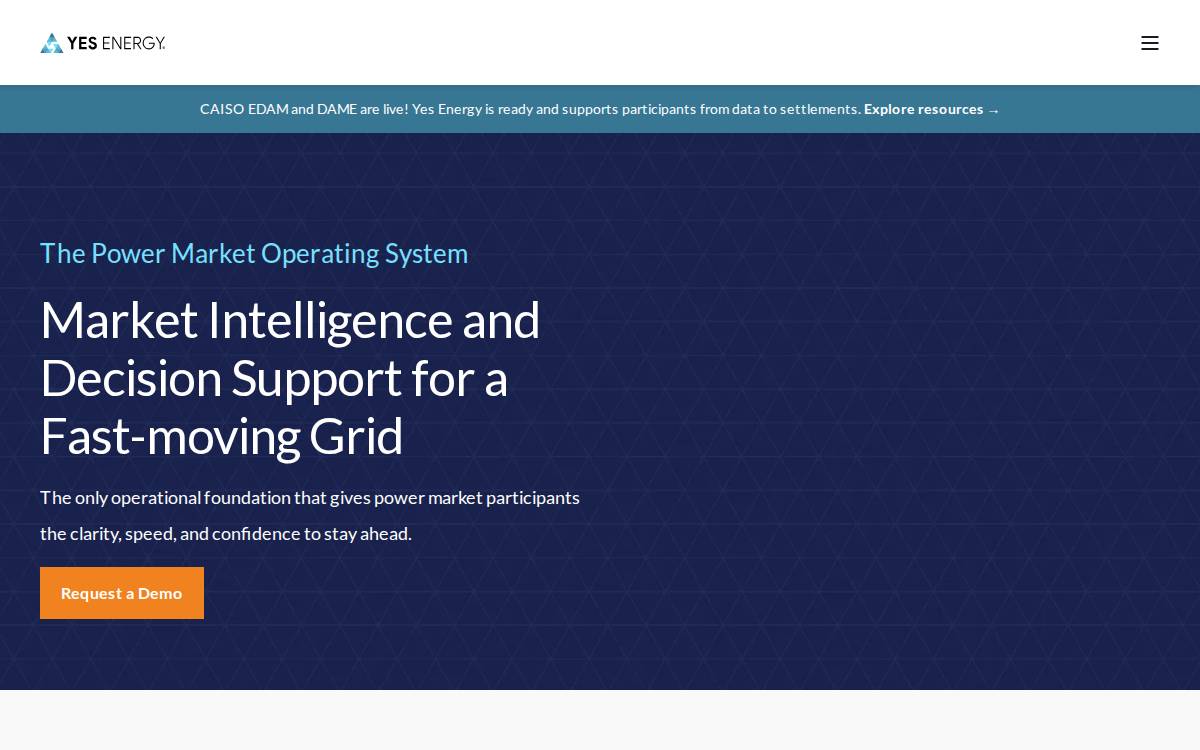 Yes Energy website preview