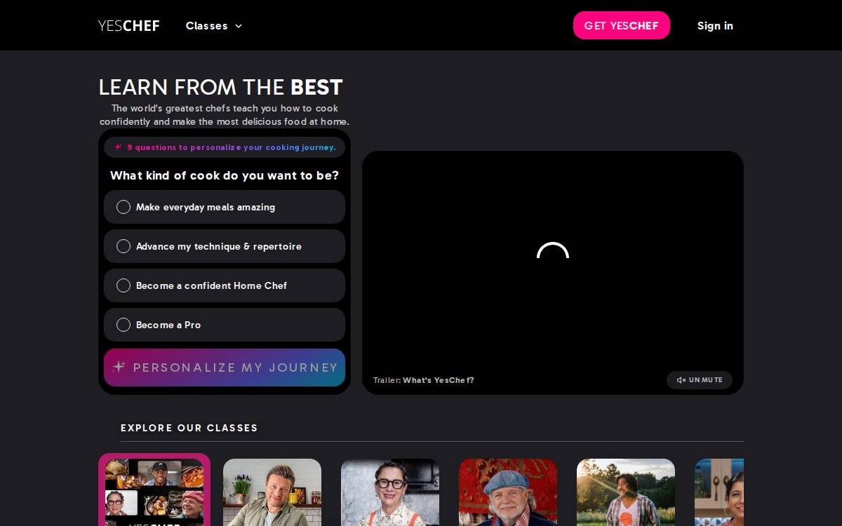 Yeschef website preview