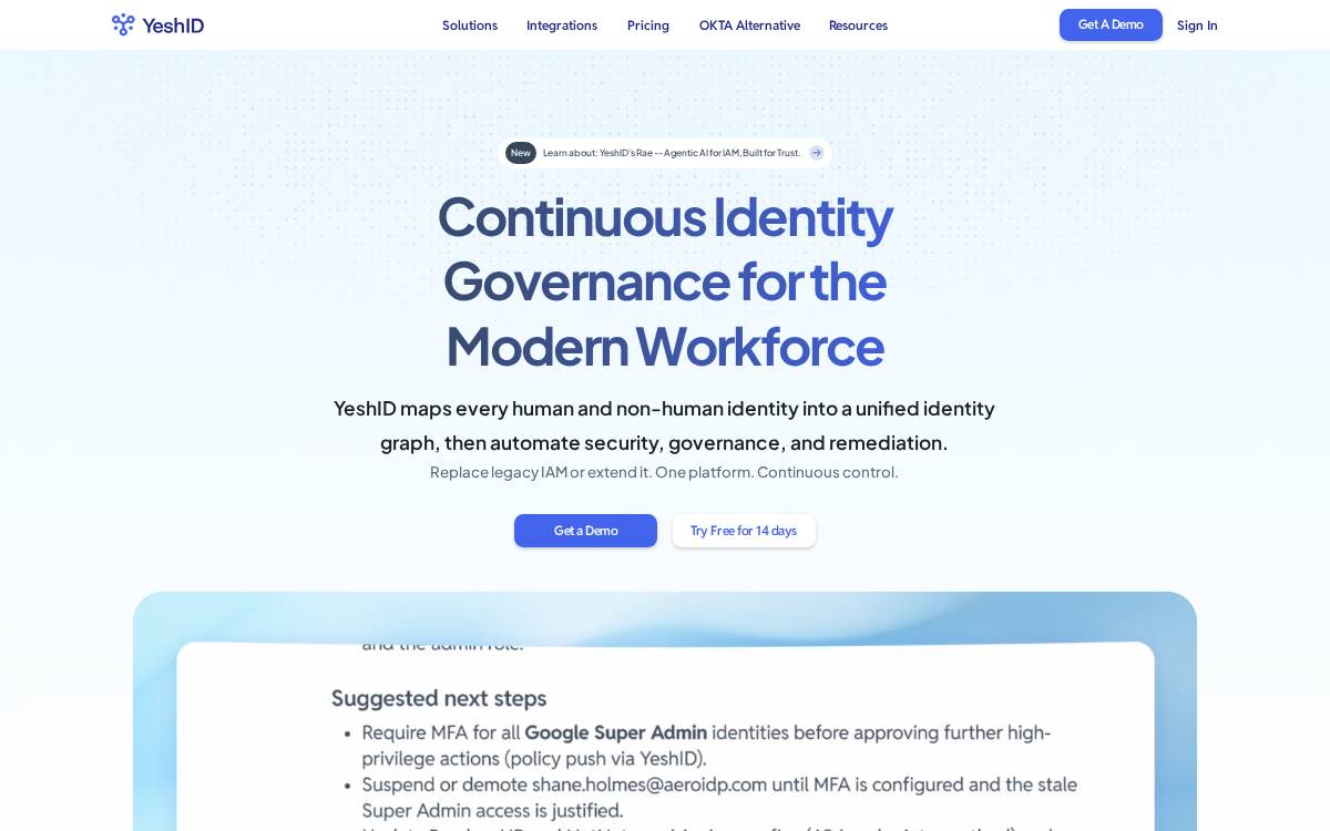 YeshID website preview
