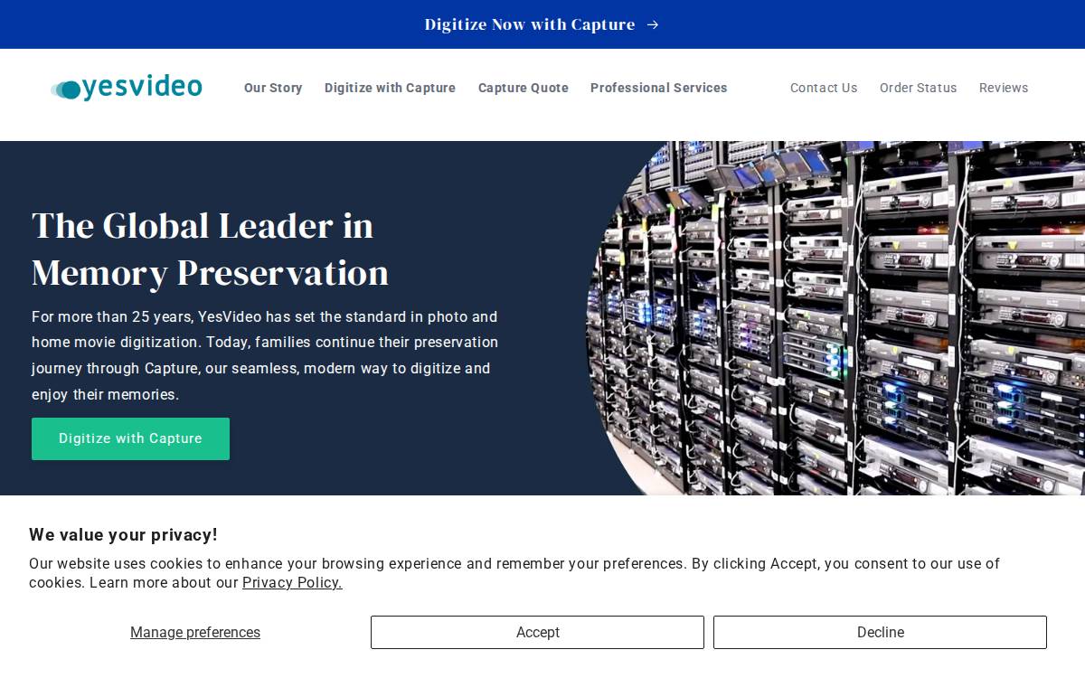 Yesvideo website preview