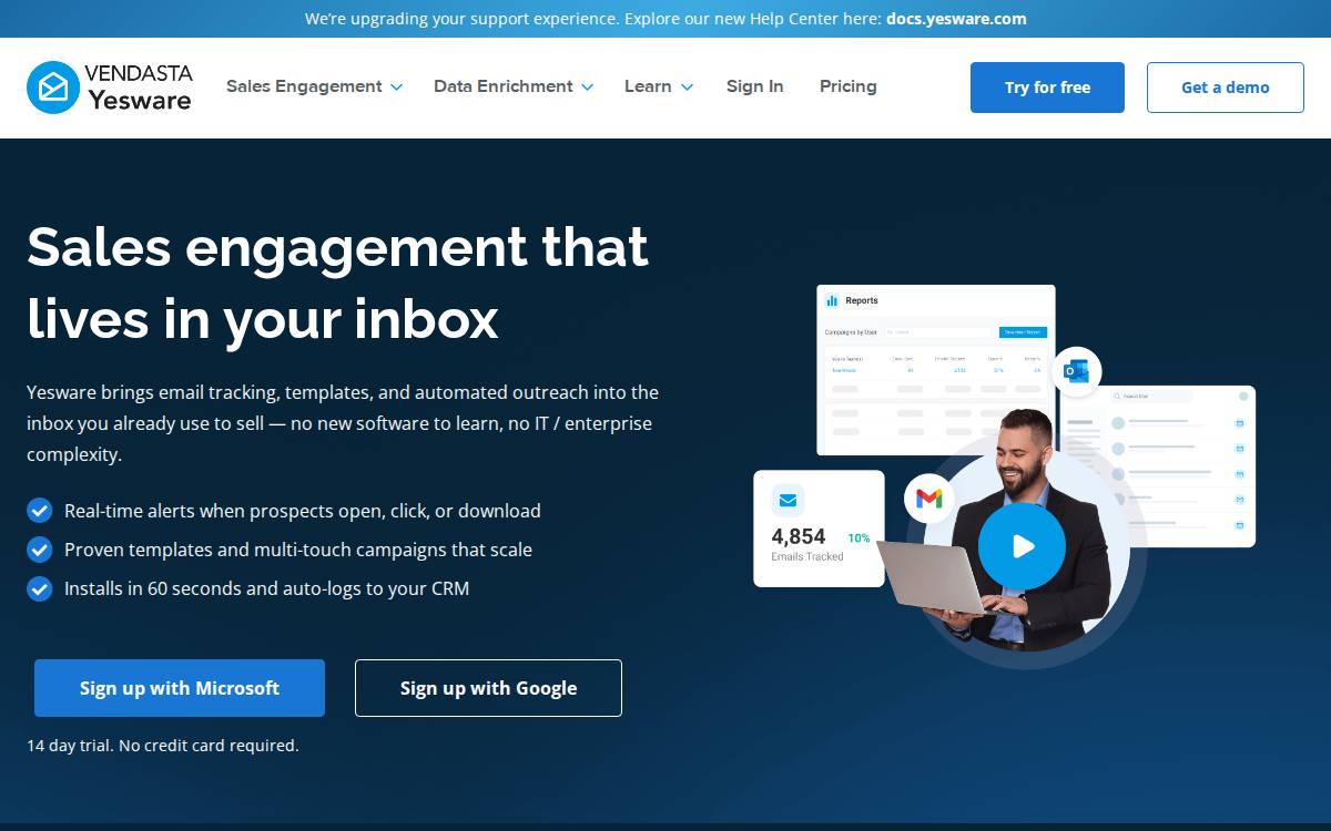 Yesware website preview