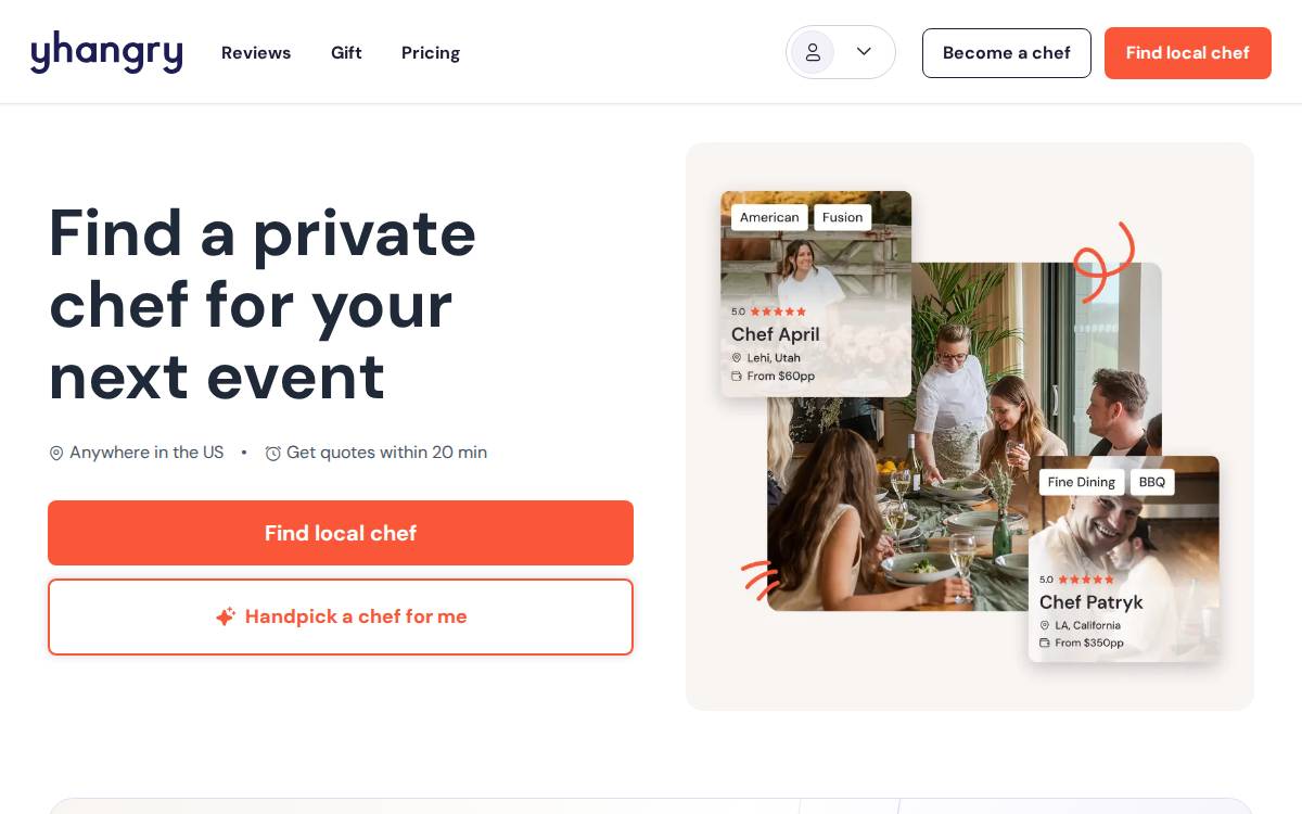 yhangry website preview