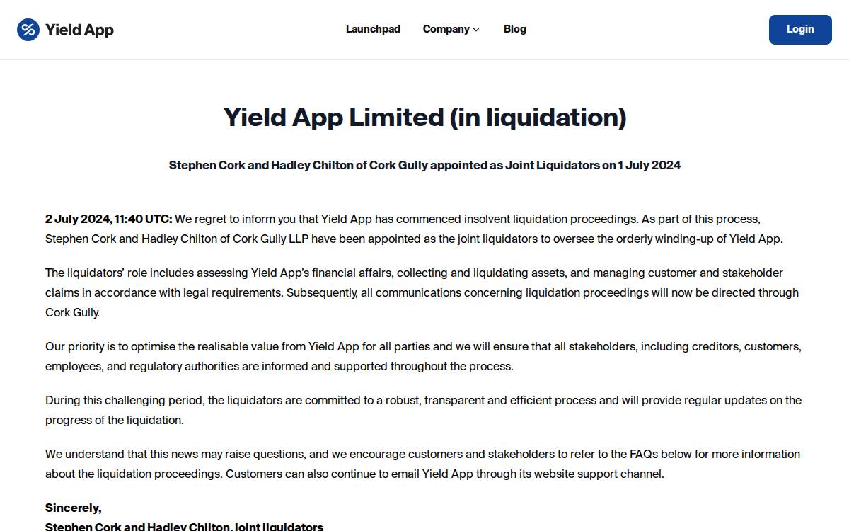 Yield App website preview