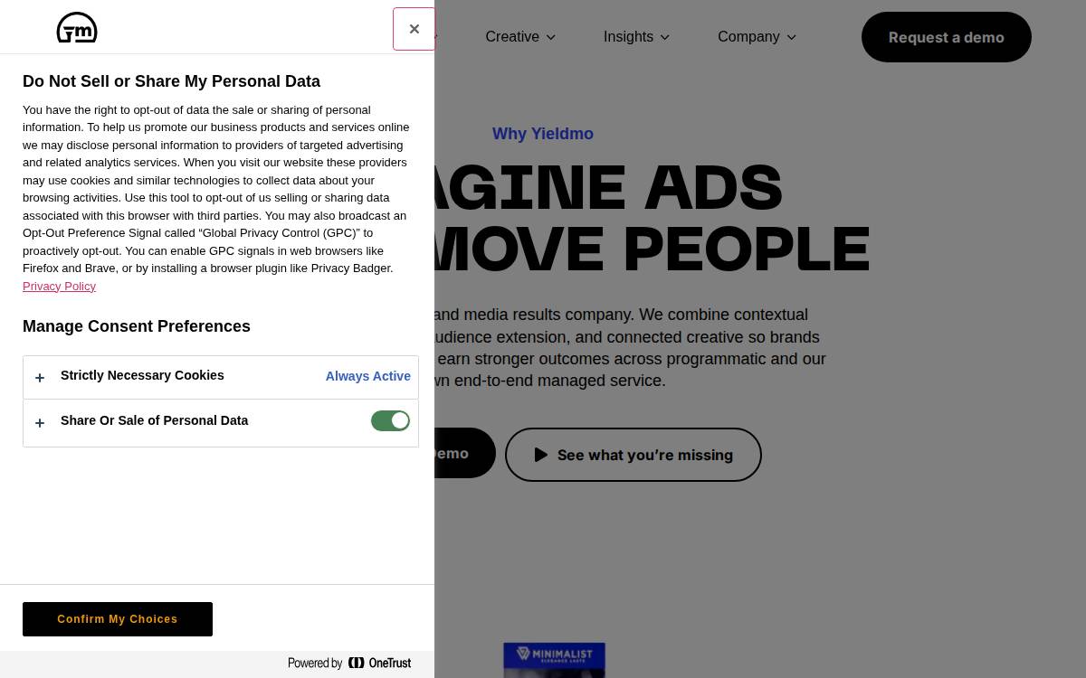 Yieldmo website preview