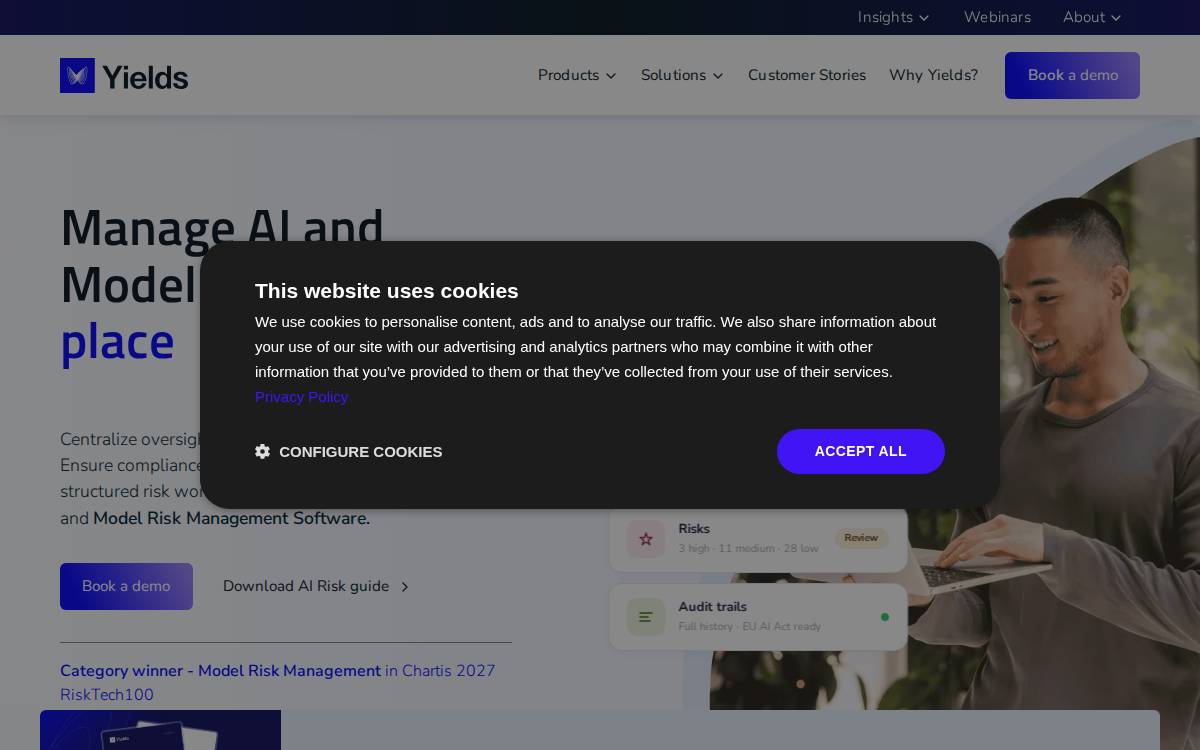 Yields website preview