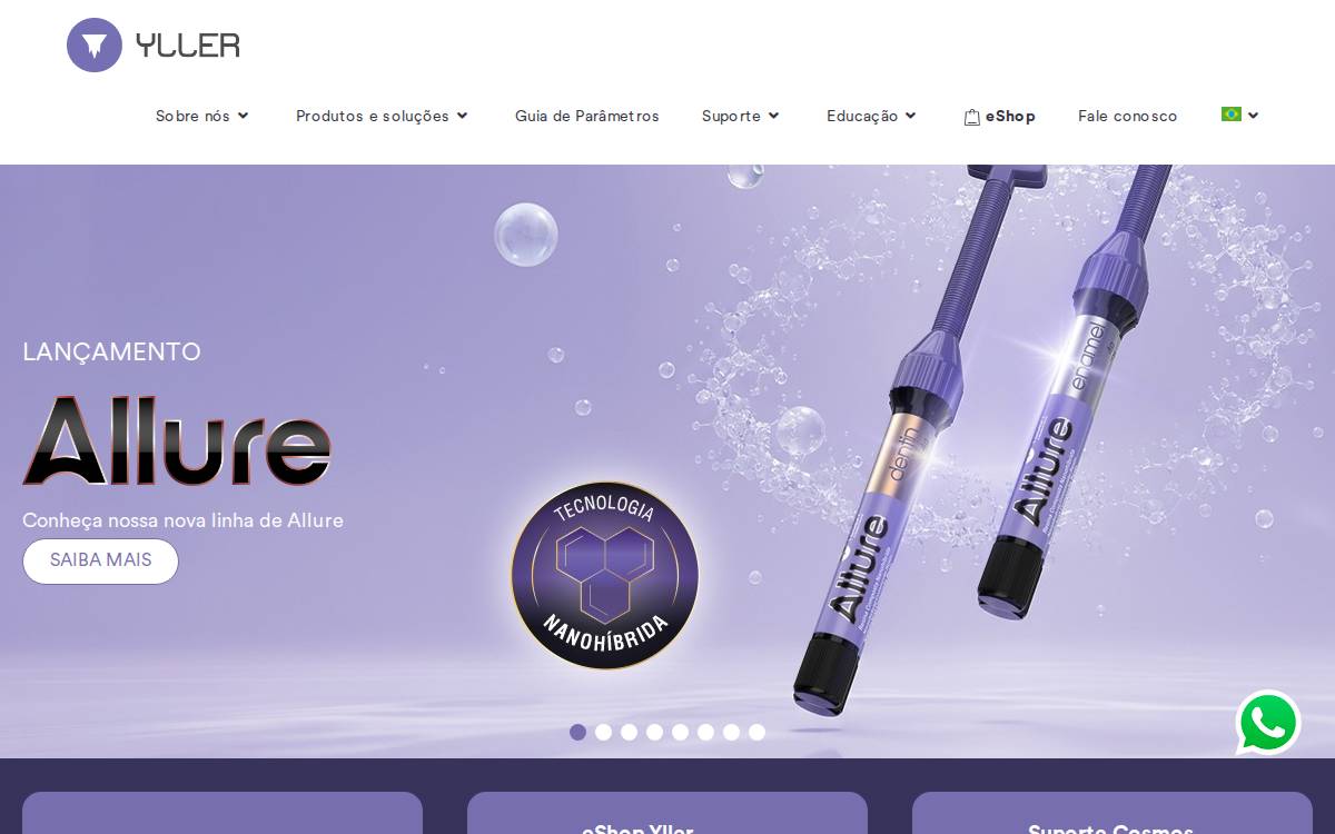Yller Biomateriais website preview
