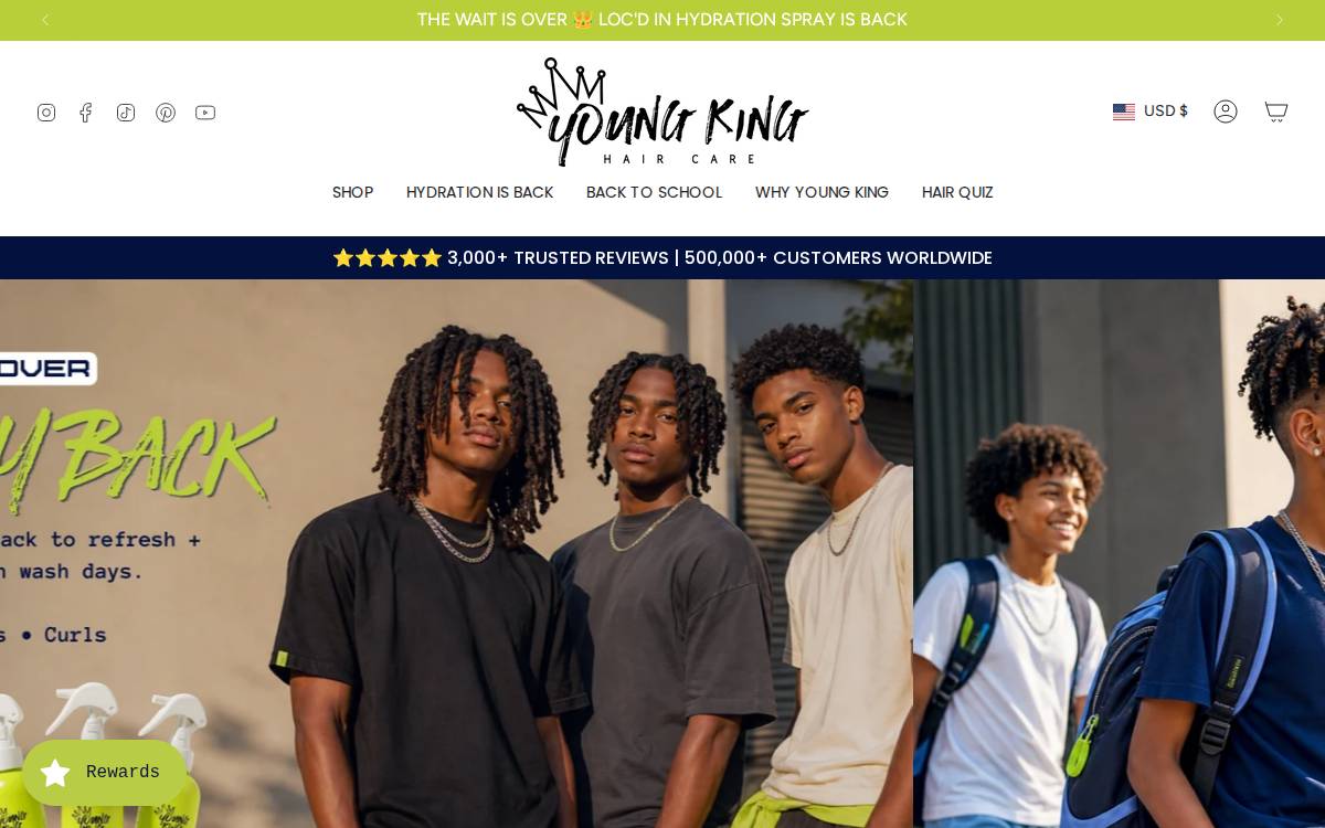 Young King Hair Care website preview