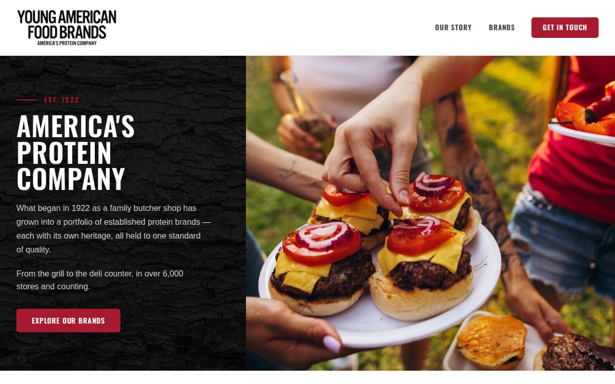 Youngamericanfoodbrands website preview