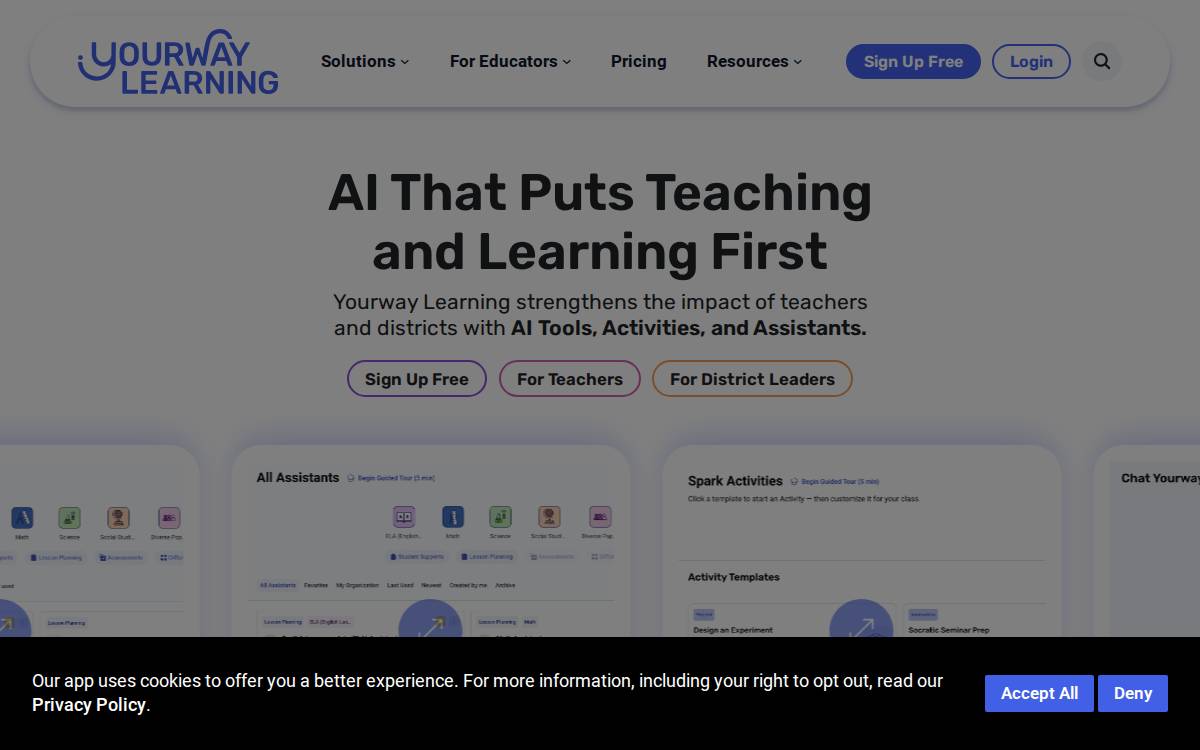 Yourway Learning website preview