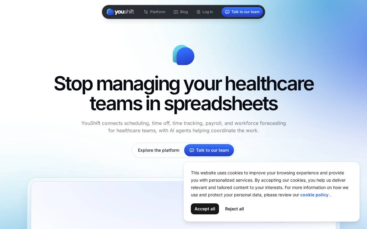 YouShift website preview