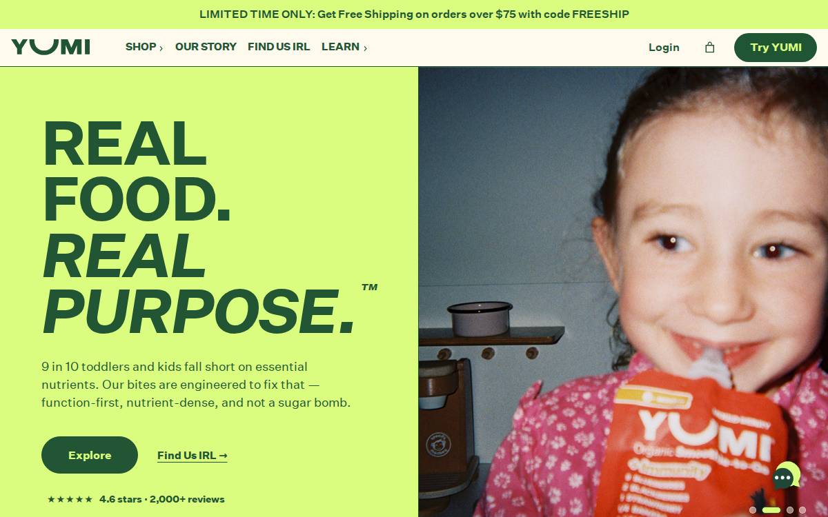 Yumi website preview