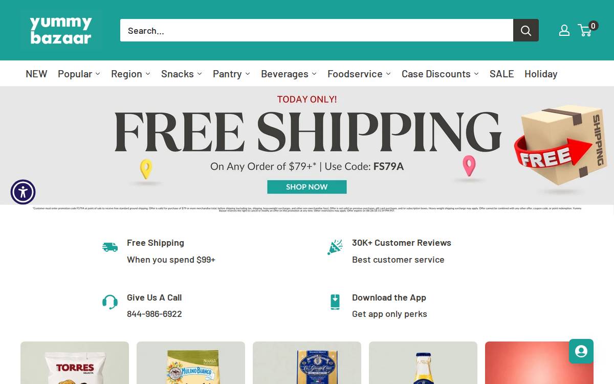 Yummy Bazaar website preview