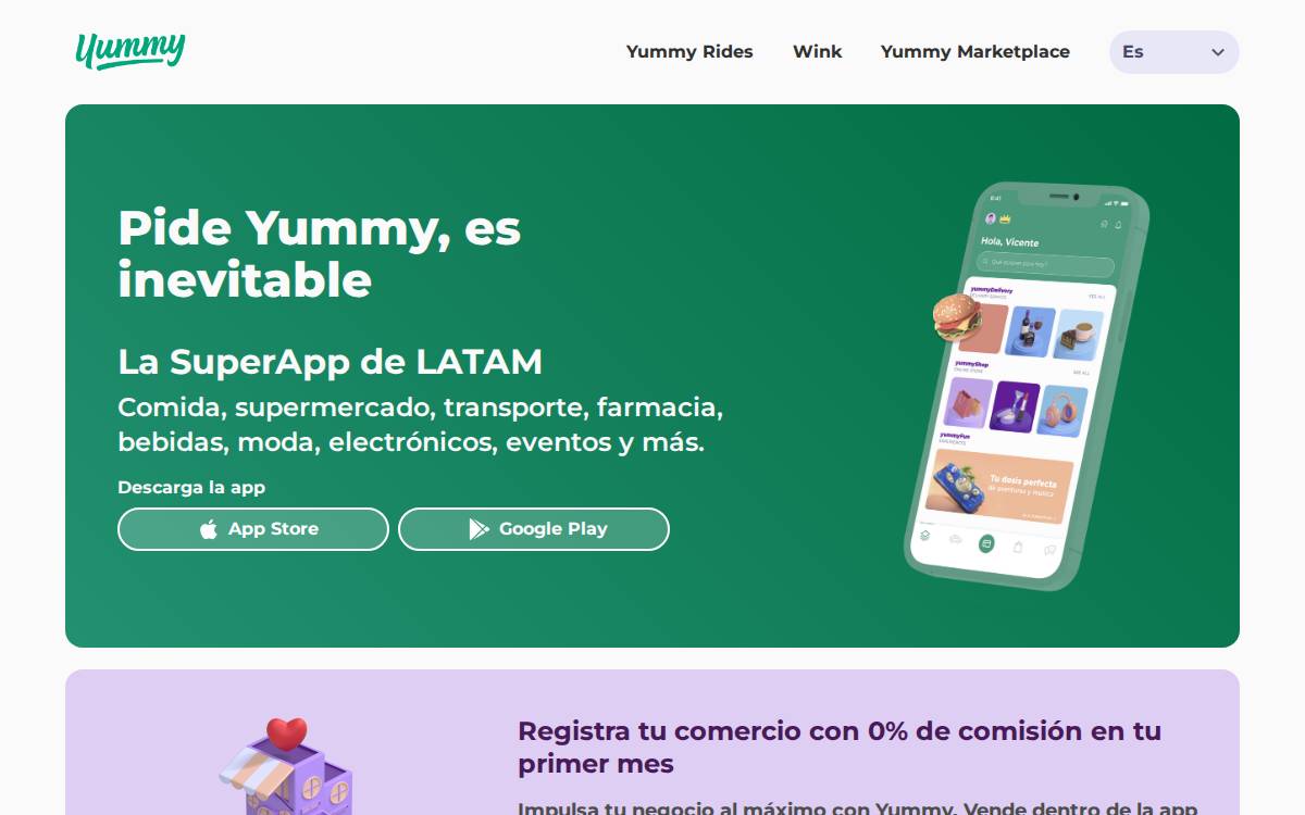 Yummy website preview