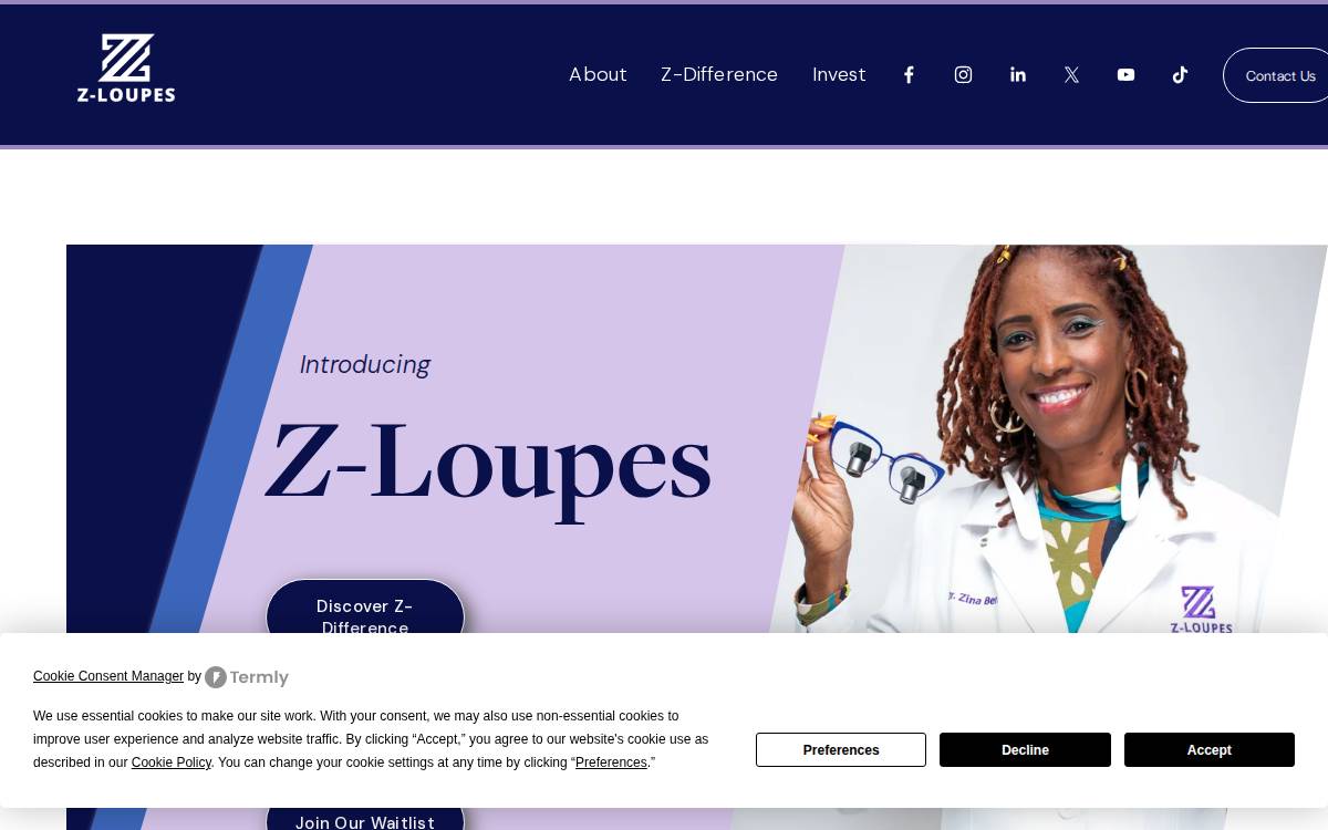 Z Loupes website preview